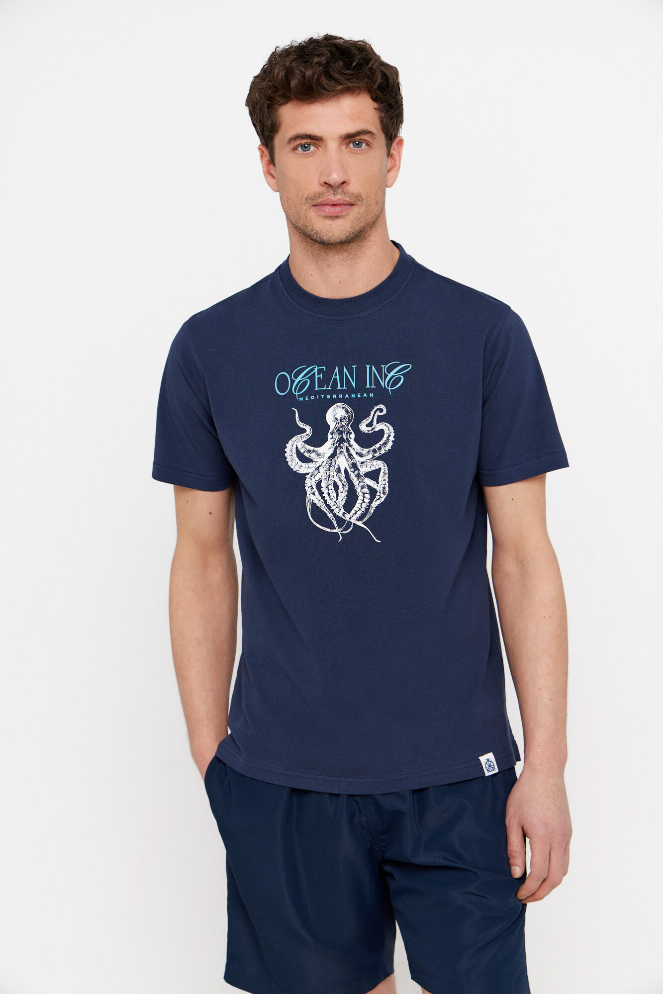 Cortefiel Camiseta gr&aacute;fica pulpo Azul marino