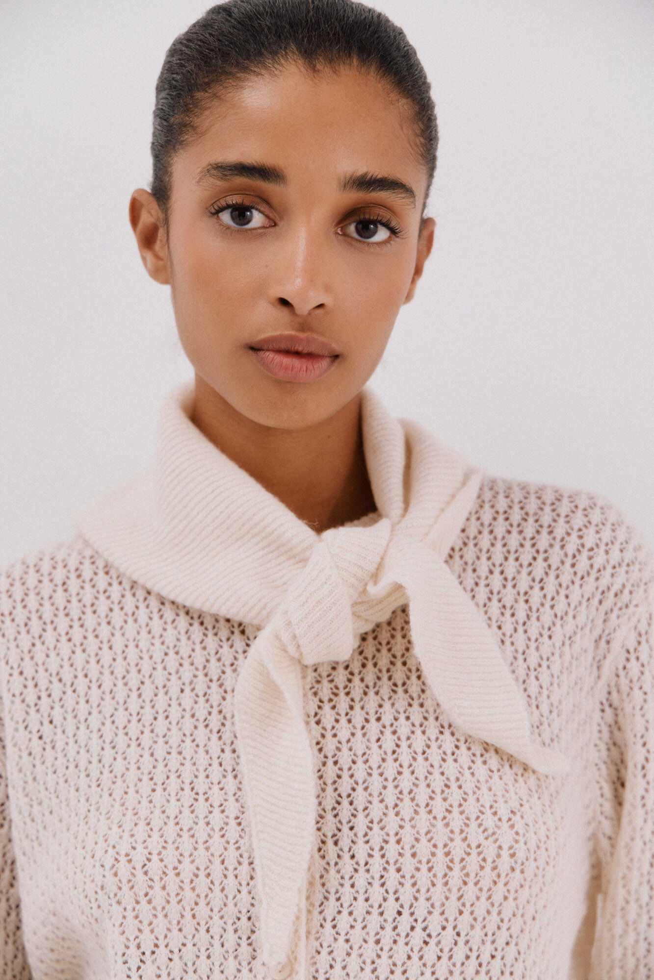 Cortefiel Chaqueta pa&ntilde;uelo punto Marfil