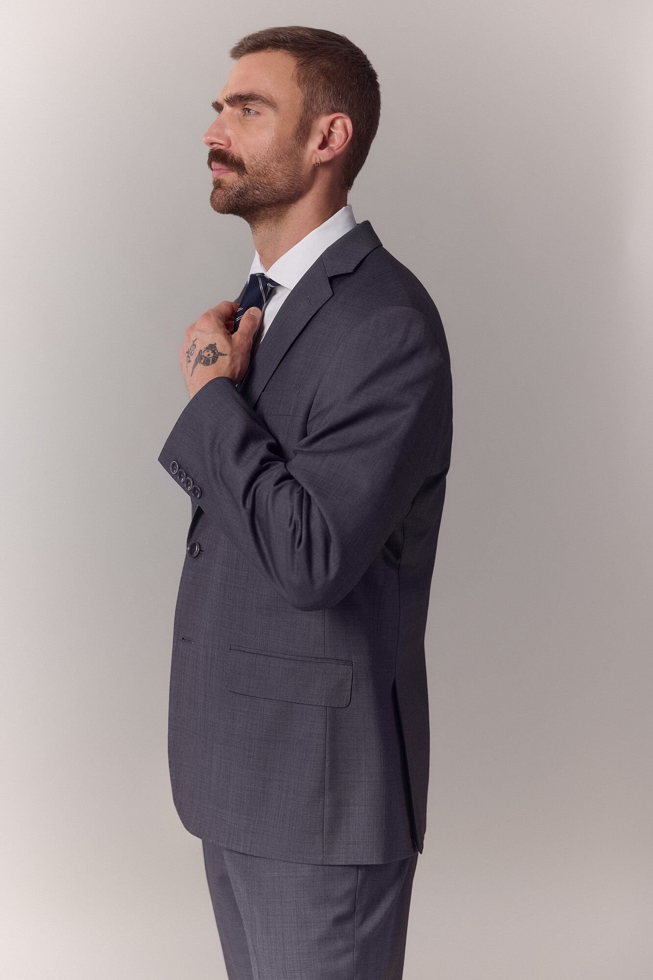 OOTO Blazer de fato de sarja Cinzento