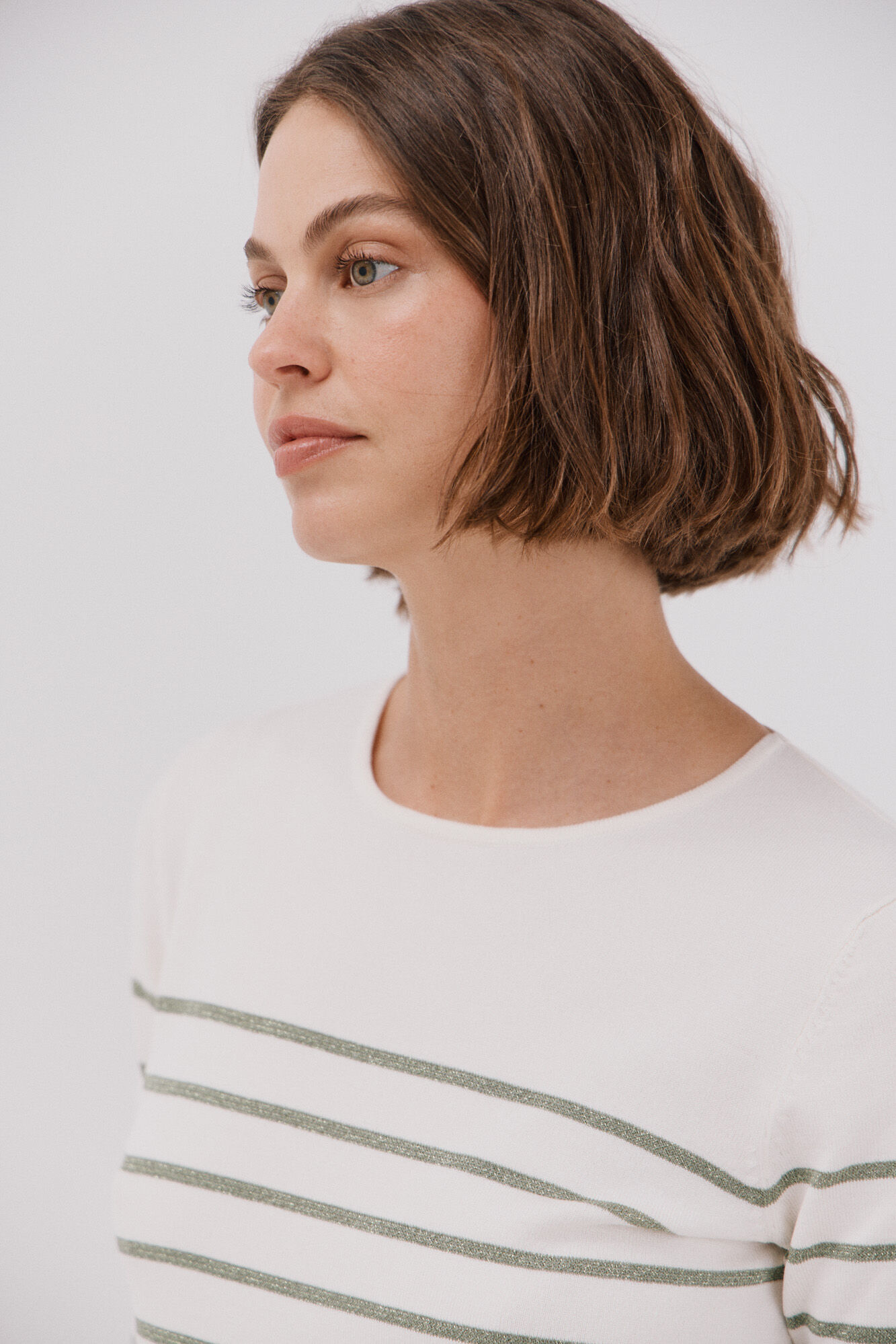 Cortefiel Short-sleeved jumper Kaki