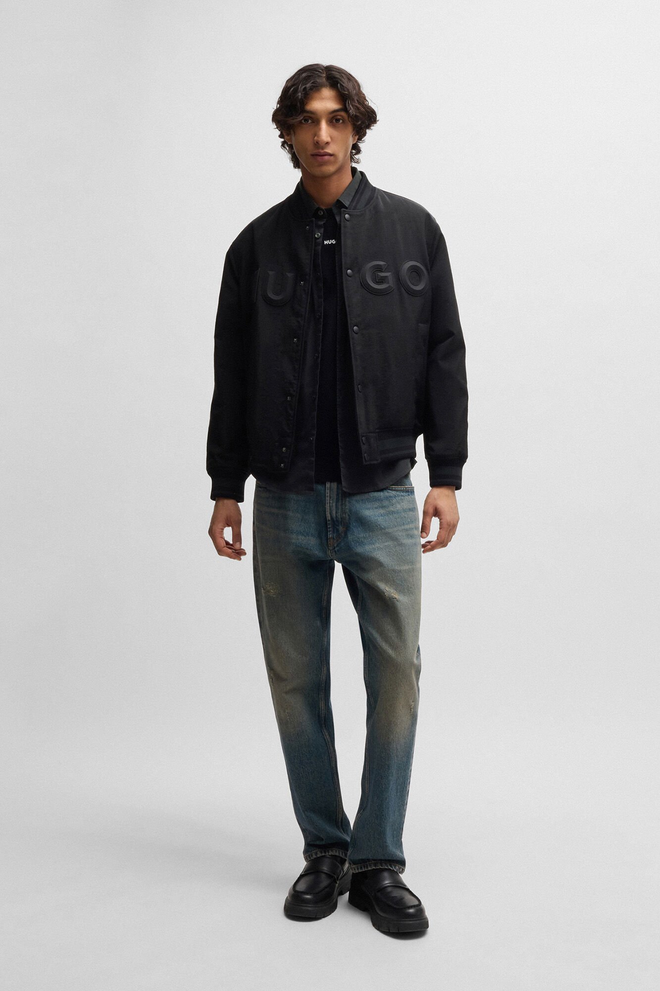 HUGO Camisa de manga comprida Preto