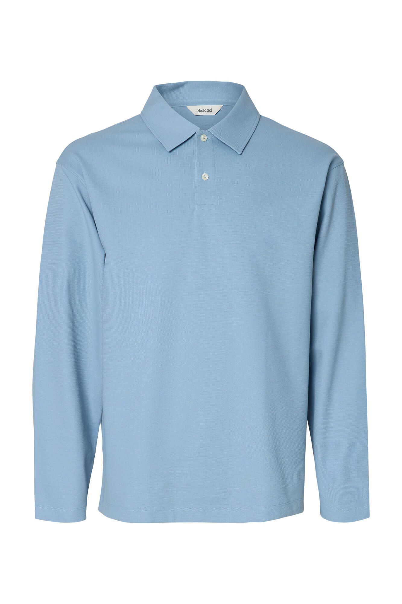 Selected Polo manga comprida relax Azul