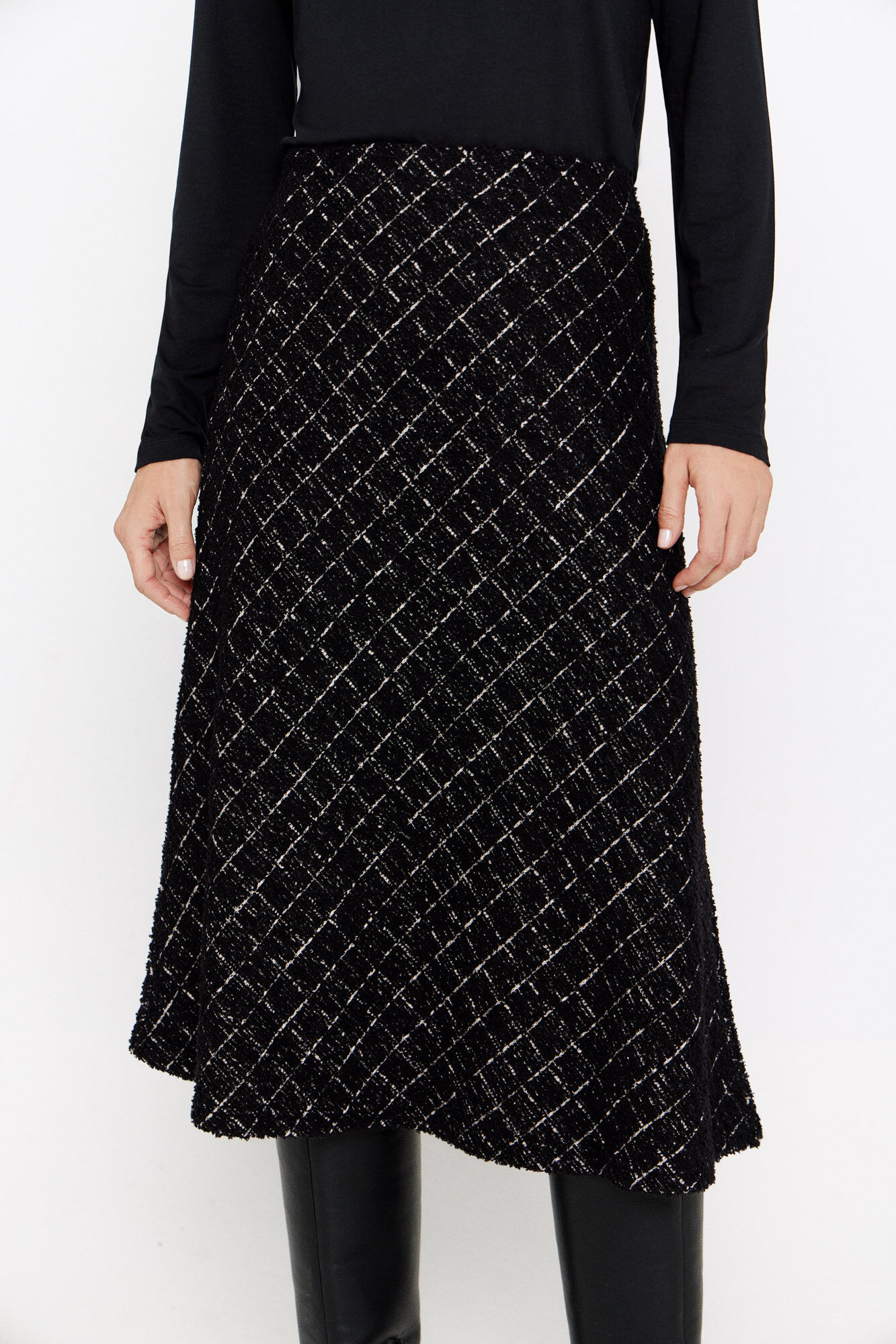 Cortefiel Saia malha tweed Preto