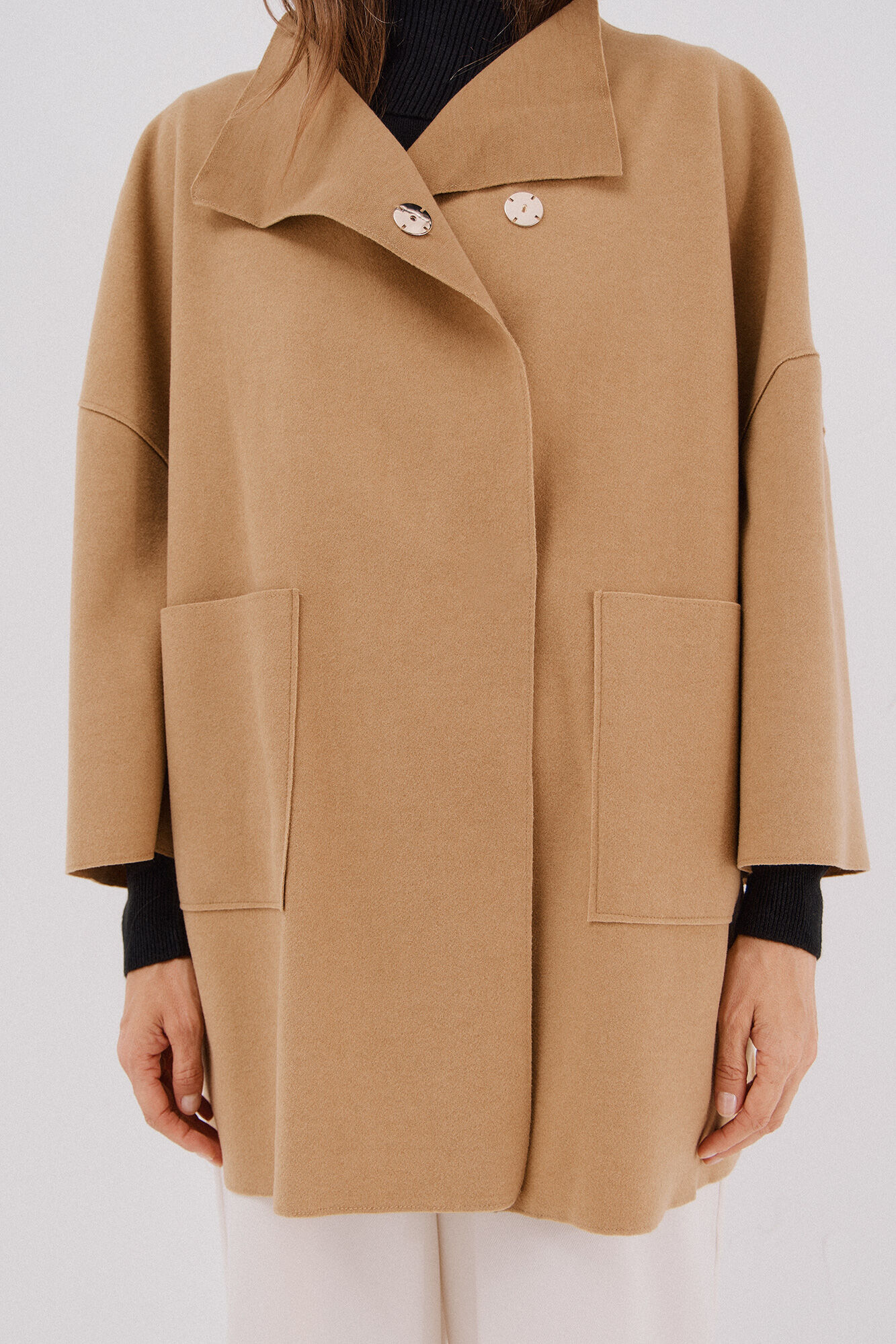 Cortefiel Cape coat with light fabric Beige