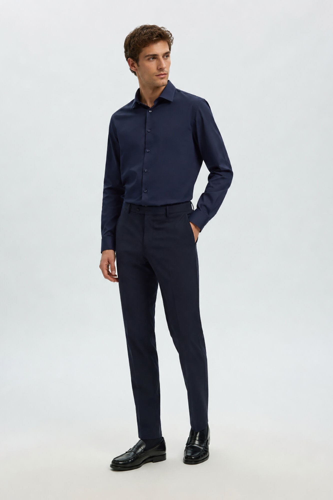 Selected Camisa Slim Fit de vestir Azul marino
