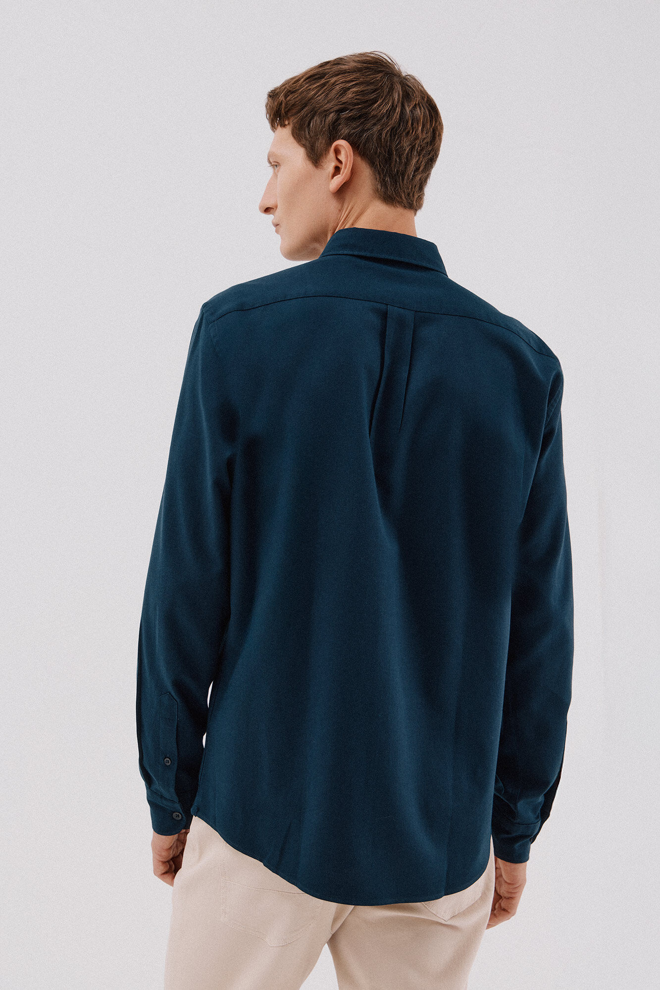 Cortefiel Tencel trench coat shirt Navy