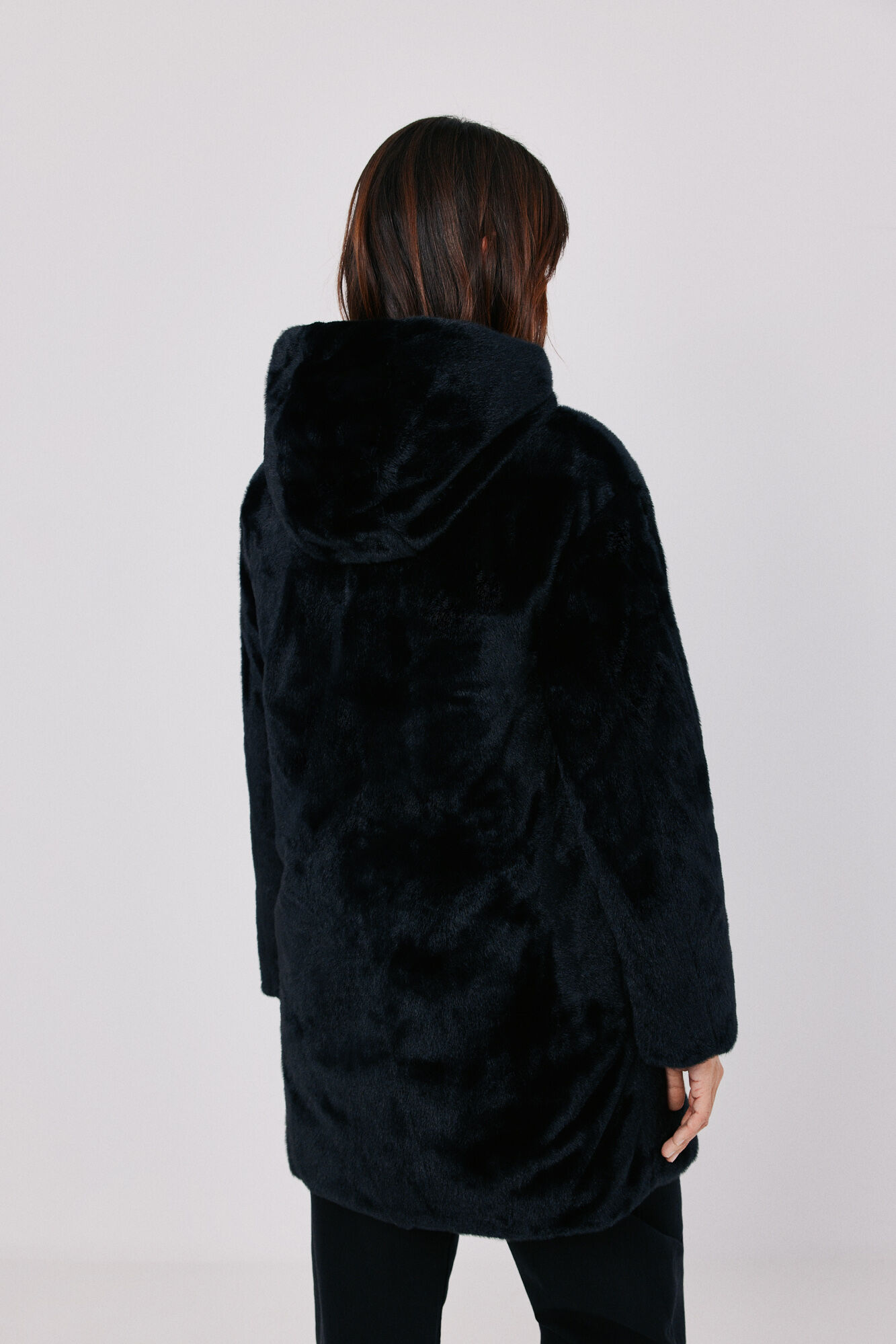 Cortefiel Anorak acolchado reversible efecto pelo Negro