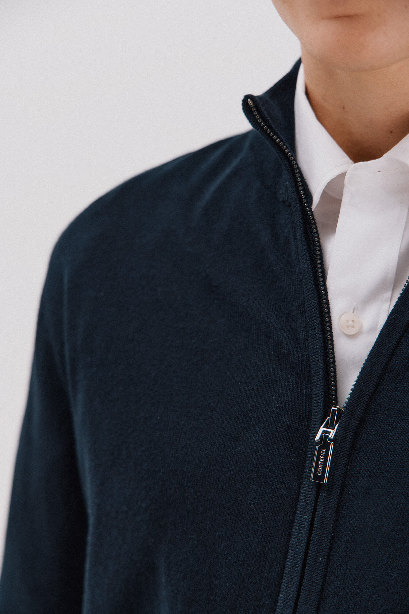 Cortefiel Cotton and cashmere cardigan  Navy