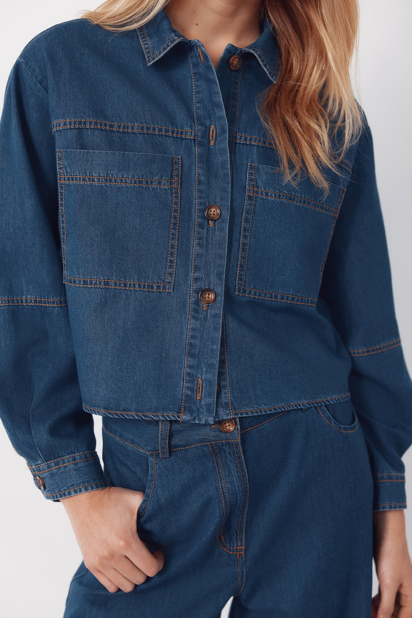 Cortefiel Soft denim shirt Blue