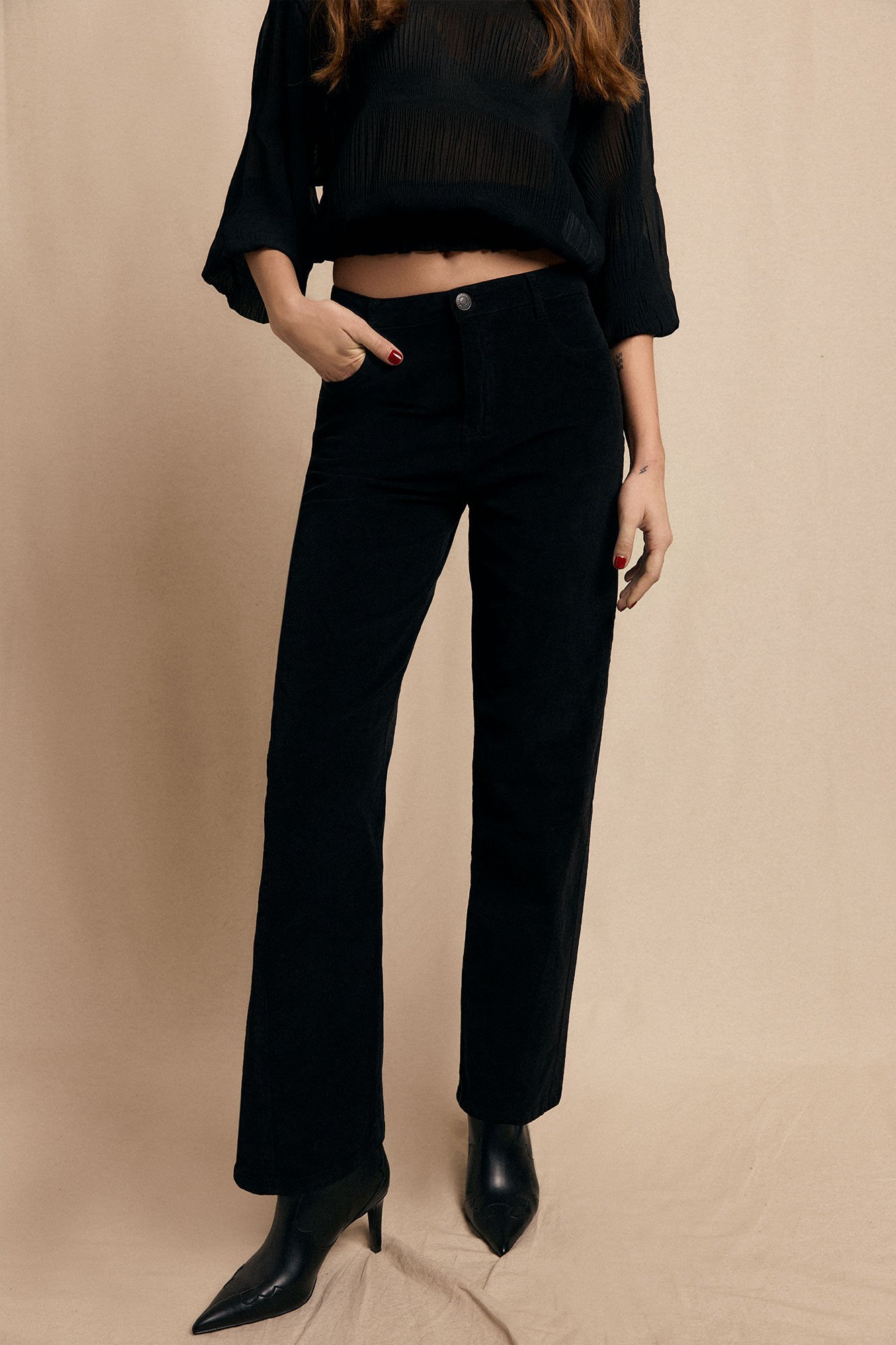 Slowlove Cal&ccedil;as de veludo cotel&ecirc; Preto