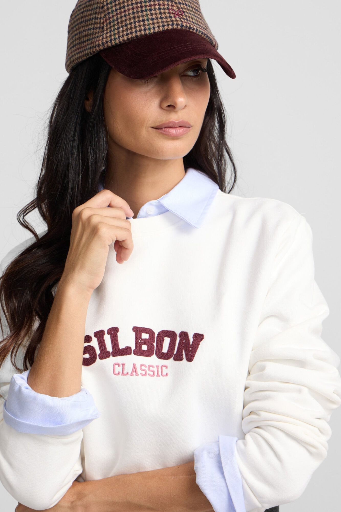Silbon Sweatshirt mulher Silbon cl&aacute;ssica Ecru