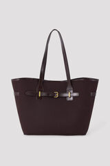 Cortefiel Mala tote bag em lona Castanho