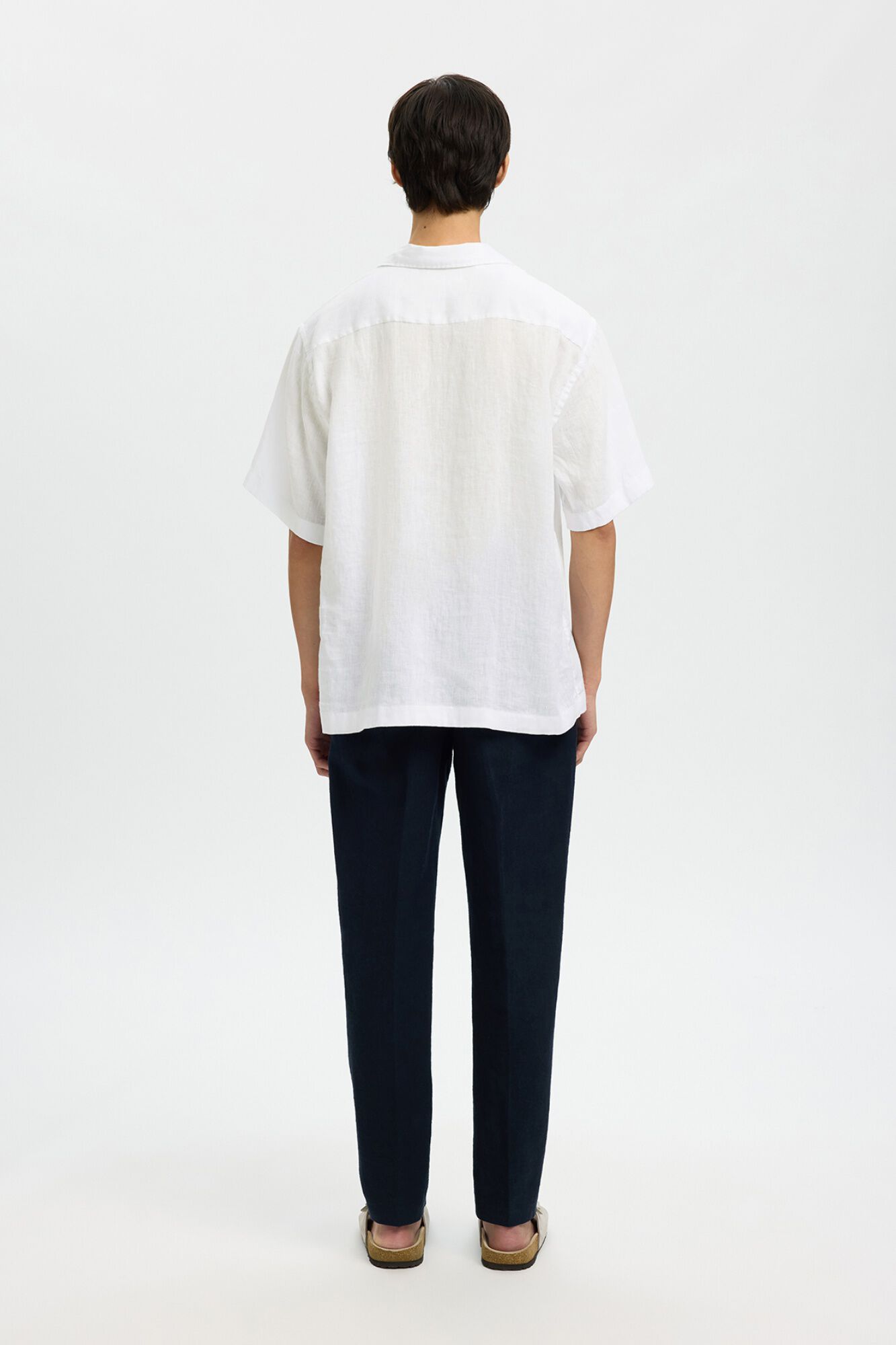 Selected Camisa de manga curta em linho Branco