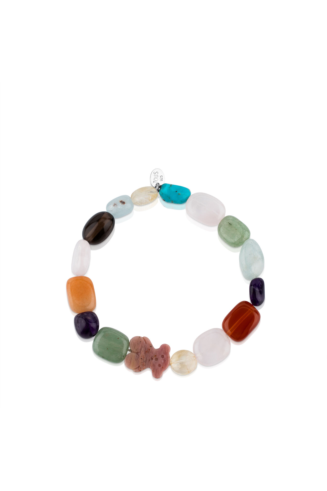 Tous Pulsera de plata con gemas y oso de rodonita TOUS Color Gris
