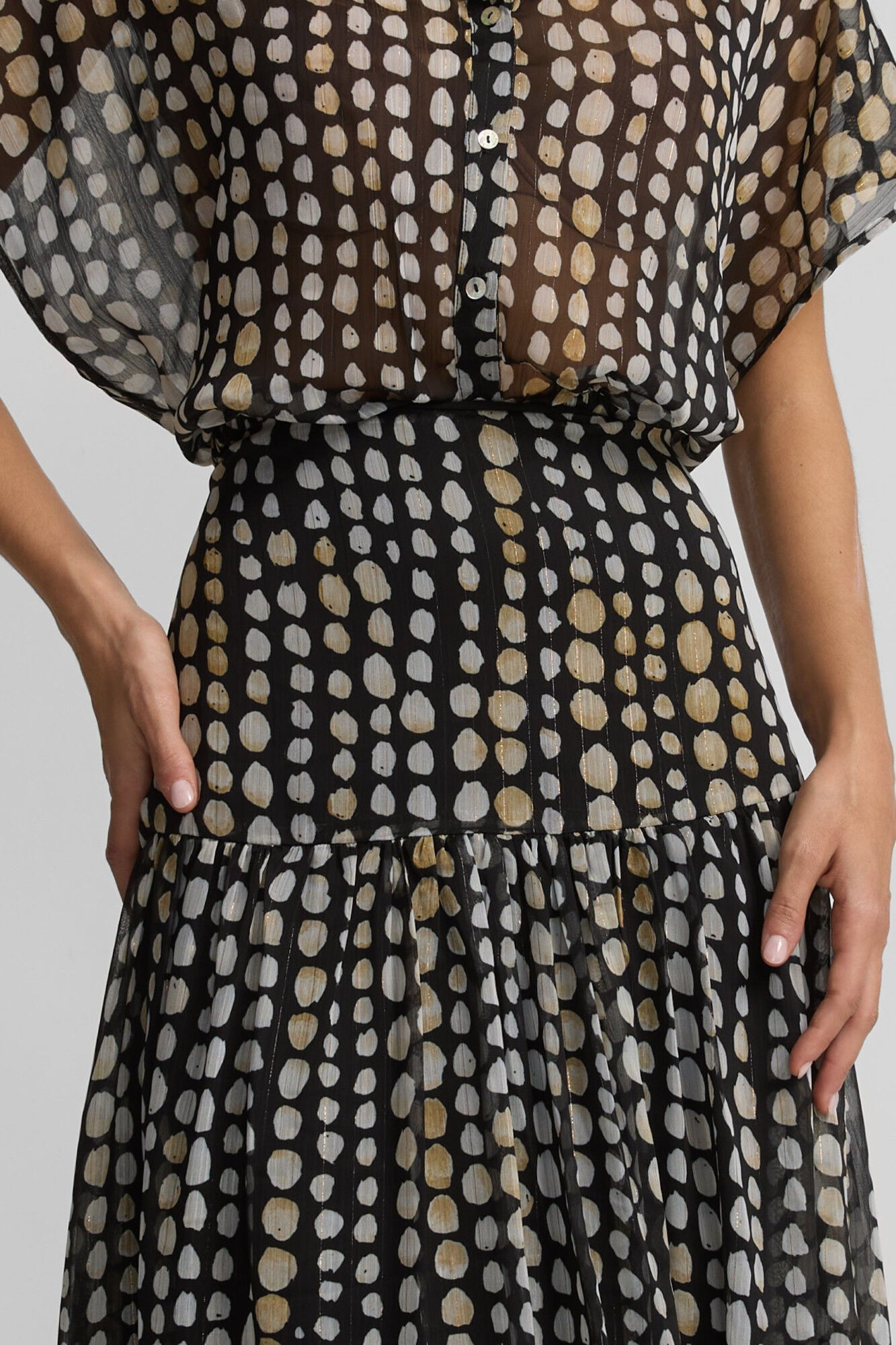 Silbon Falda larga lunares Negro