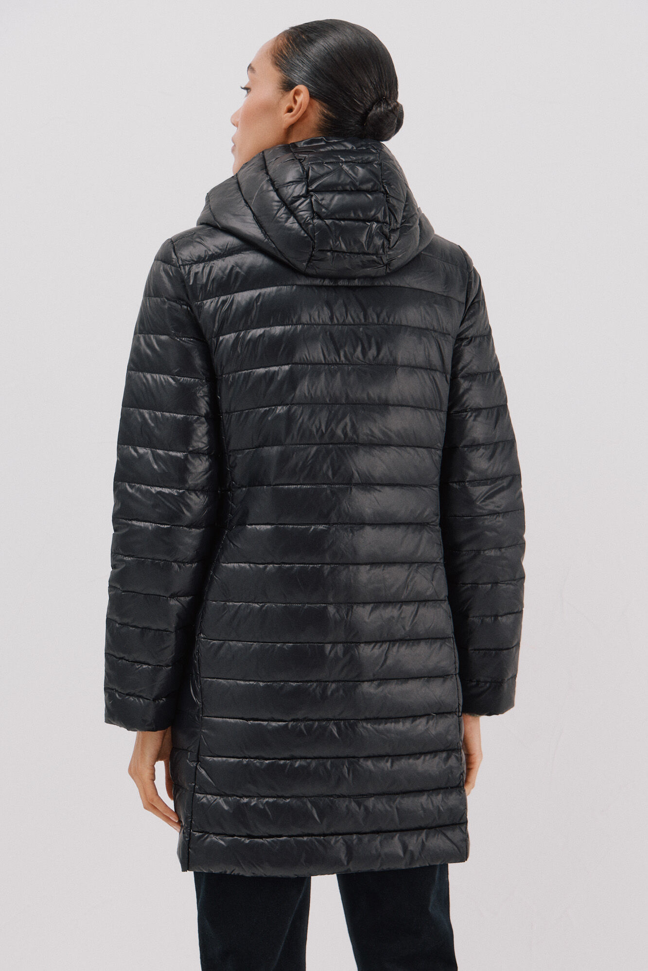 Cortefiel Long down coat Black