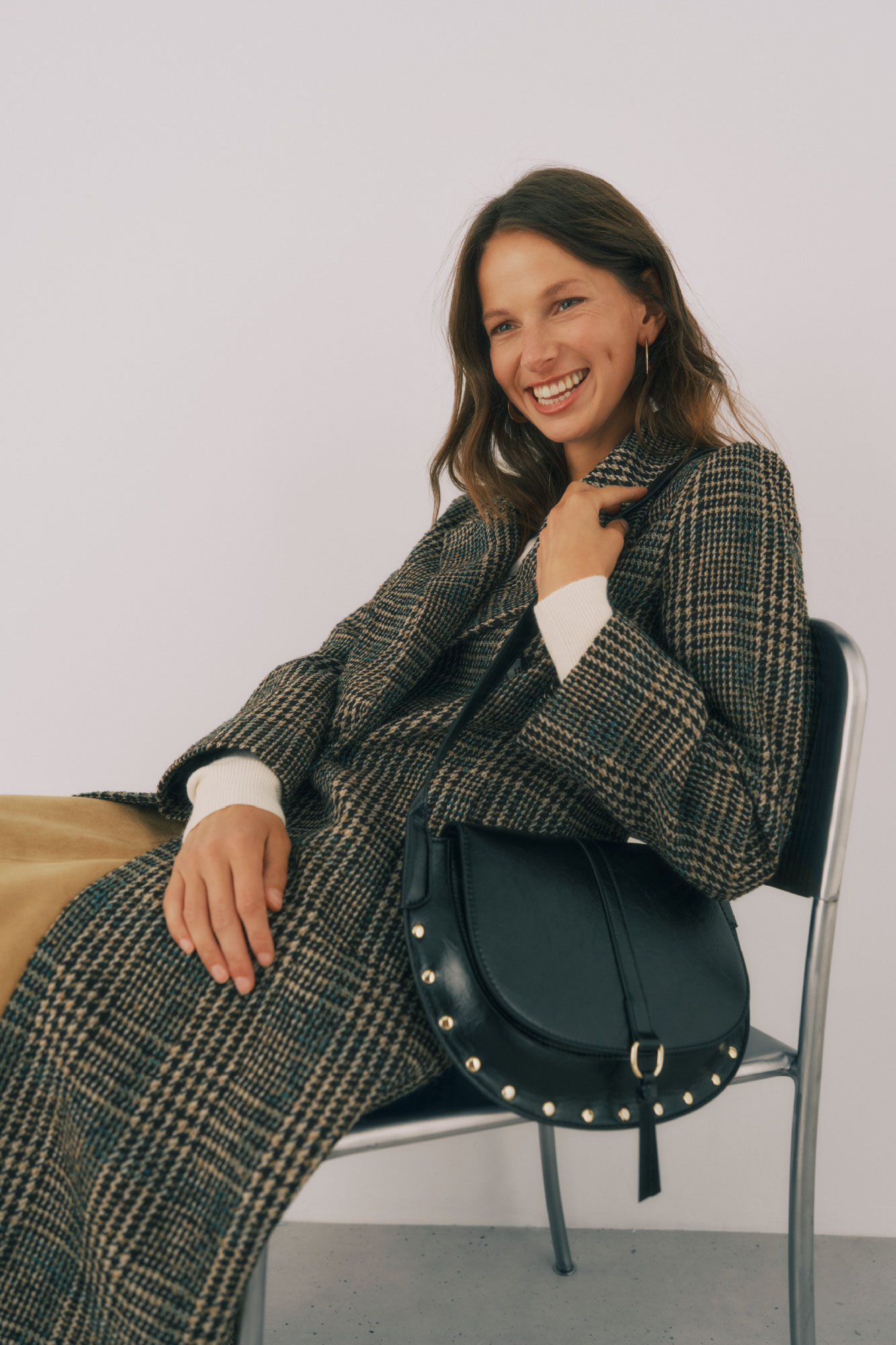 Cortefiel Long fabric coat Multicolour