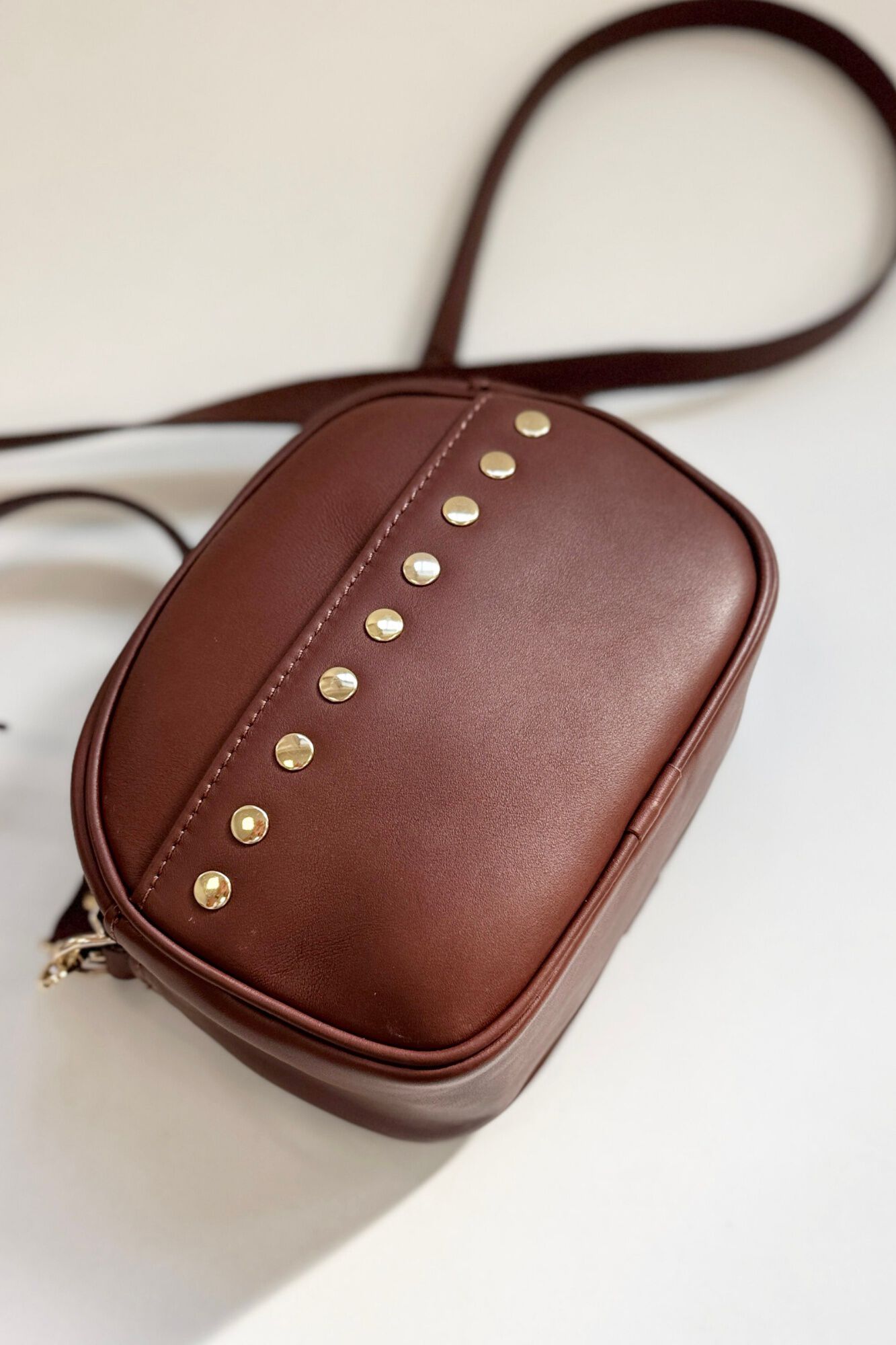 The Code Lola leather studded crossbody Brown