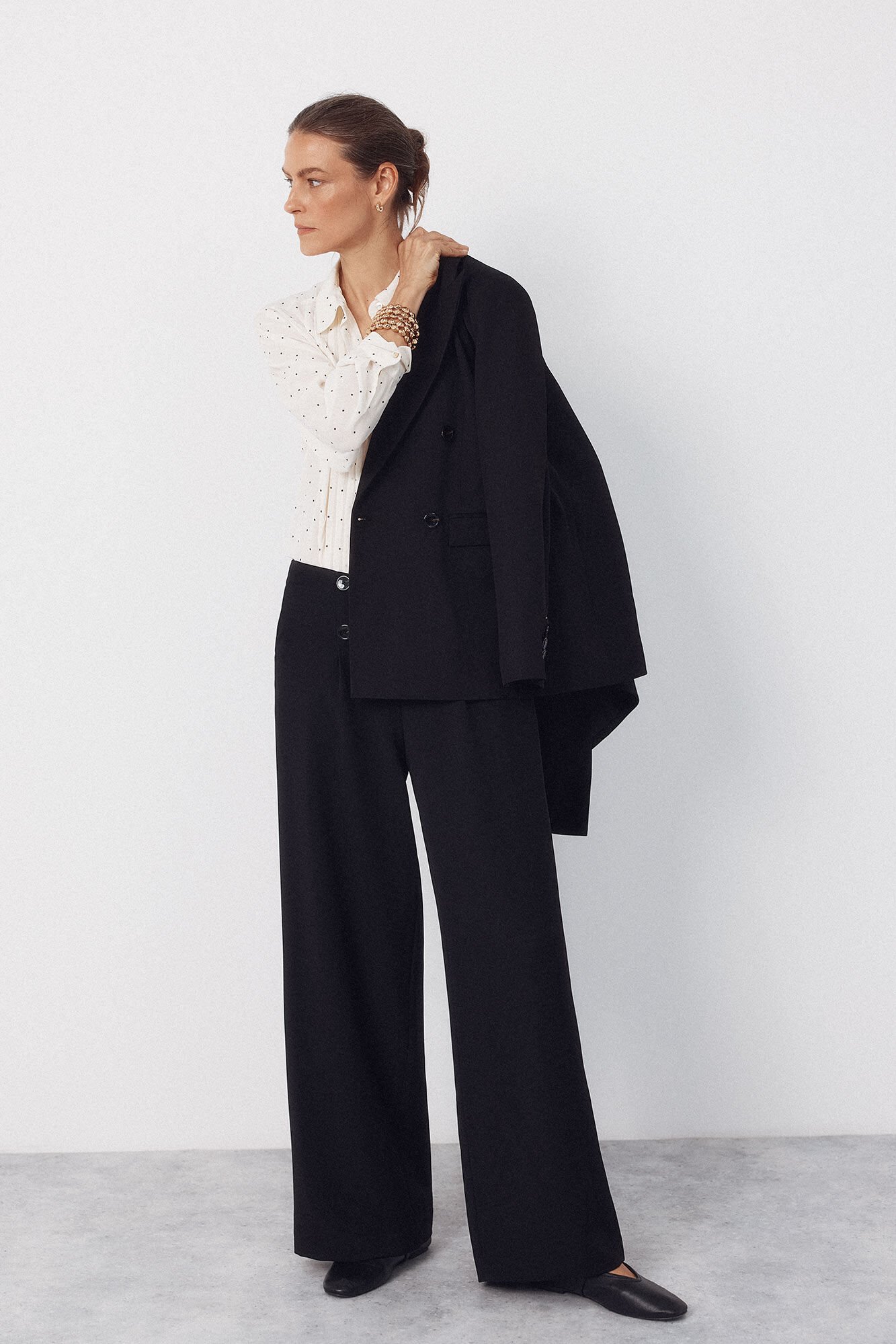 Cortefiel Tailored trousers with buttons Black