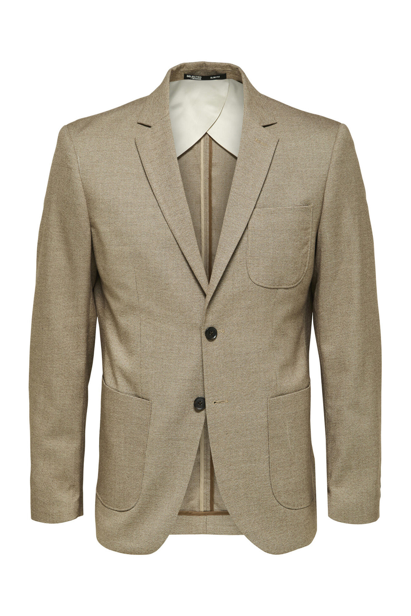 Selected Blazer slim fit elaborado com materiais reciclados Castanho