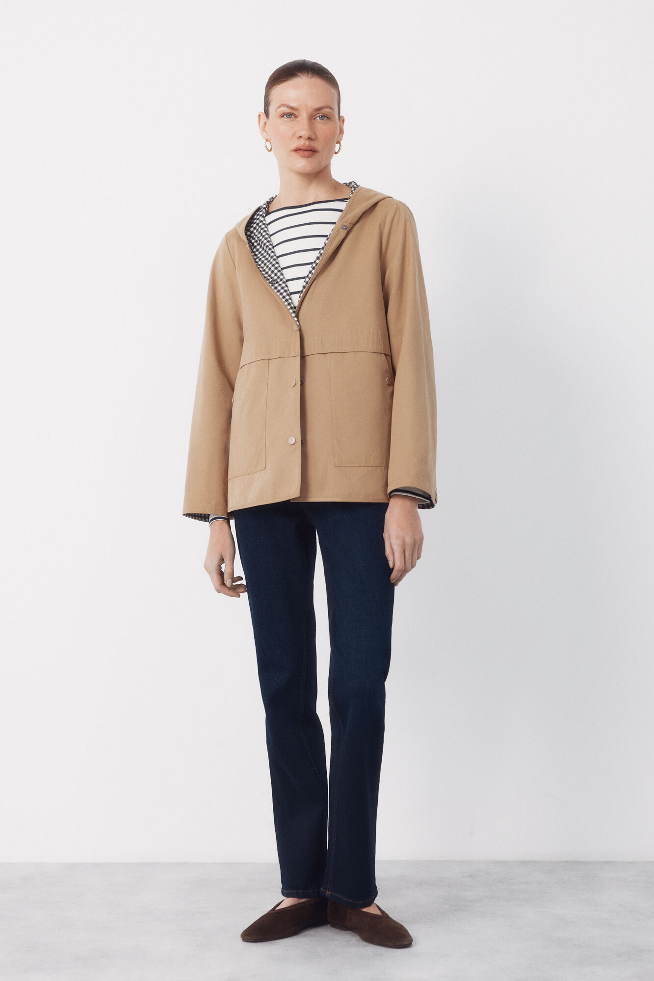 Cortefiel Parka revers&iacute;vel water repellent Castanho