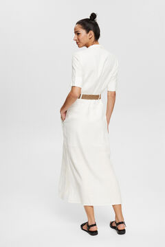 Cortefiel Vestido de camisa 100% linho comprido Branco