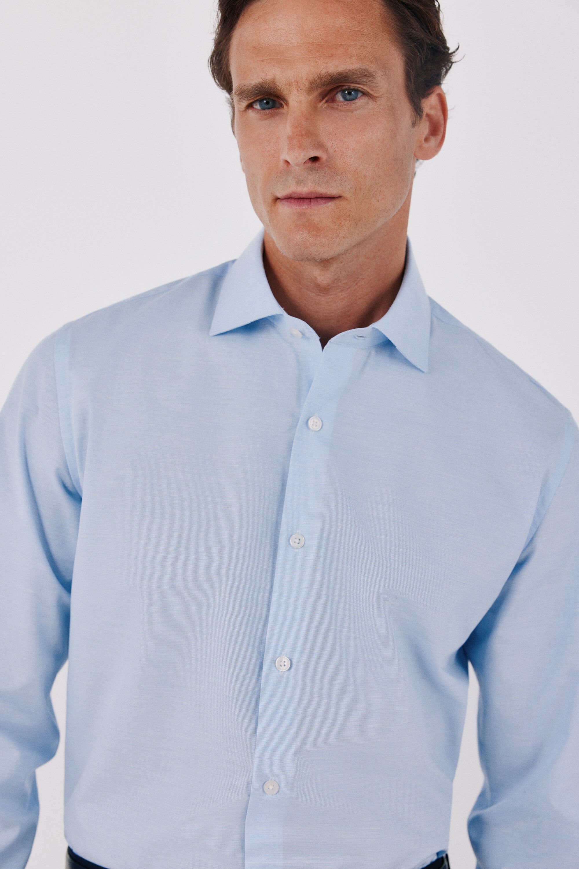 Cortefiel Slim fit Ottoman dress shirt Blue