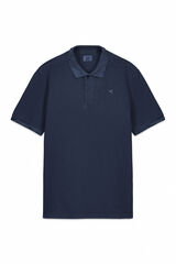 OOTO Camisa polo piqué lavada com bordado de avião Azul