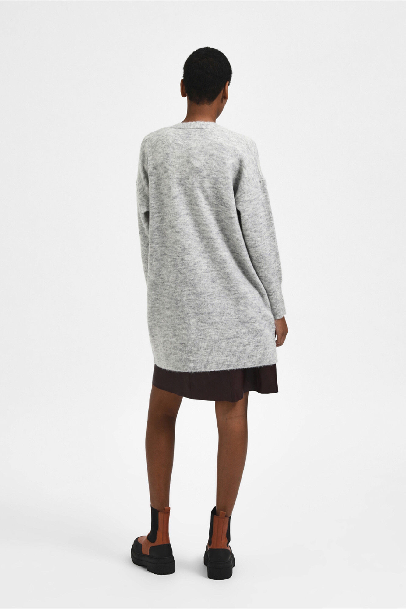 Selected Cardigan longo de alpaca Cinzento