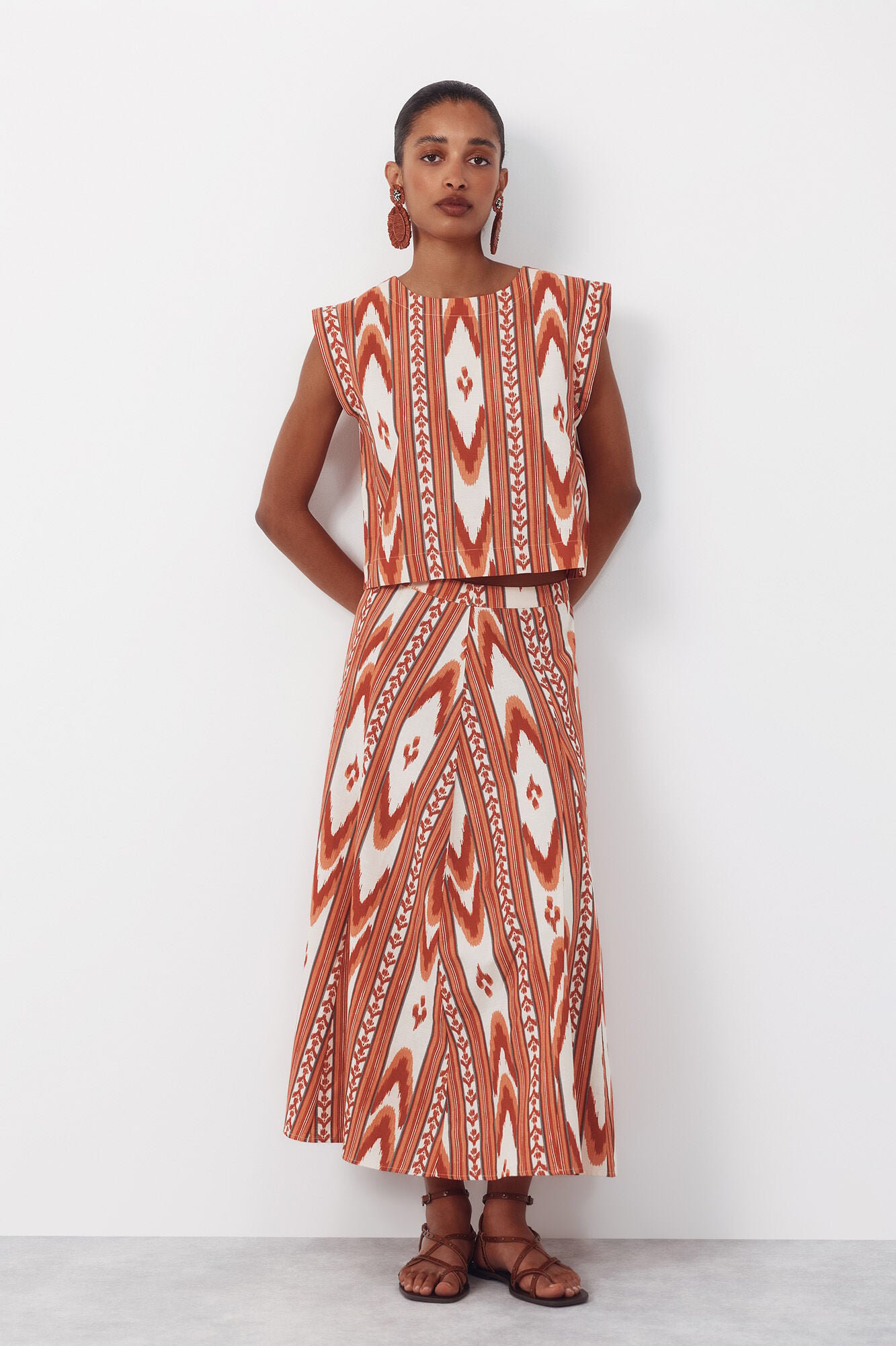 Cortefiel Printed skirt Printed red