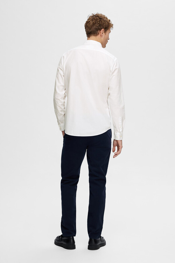 Cortefiel Camisa de manga comprida Slim Fit confecionada com algodão reciclado Branco
