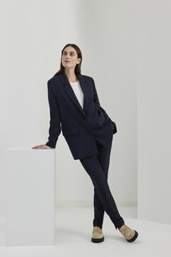 Cortefiel Slim fit suit trousers made from recycled materials.  Blue