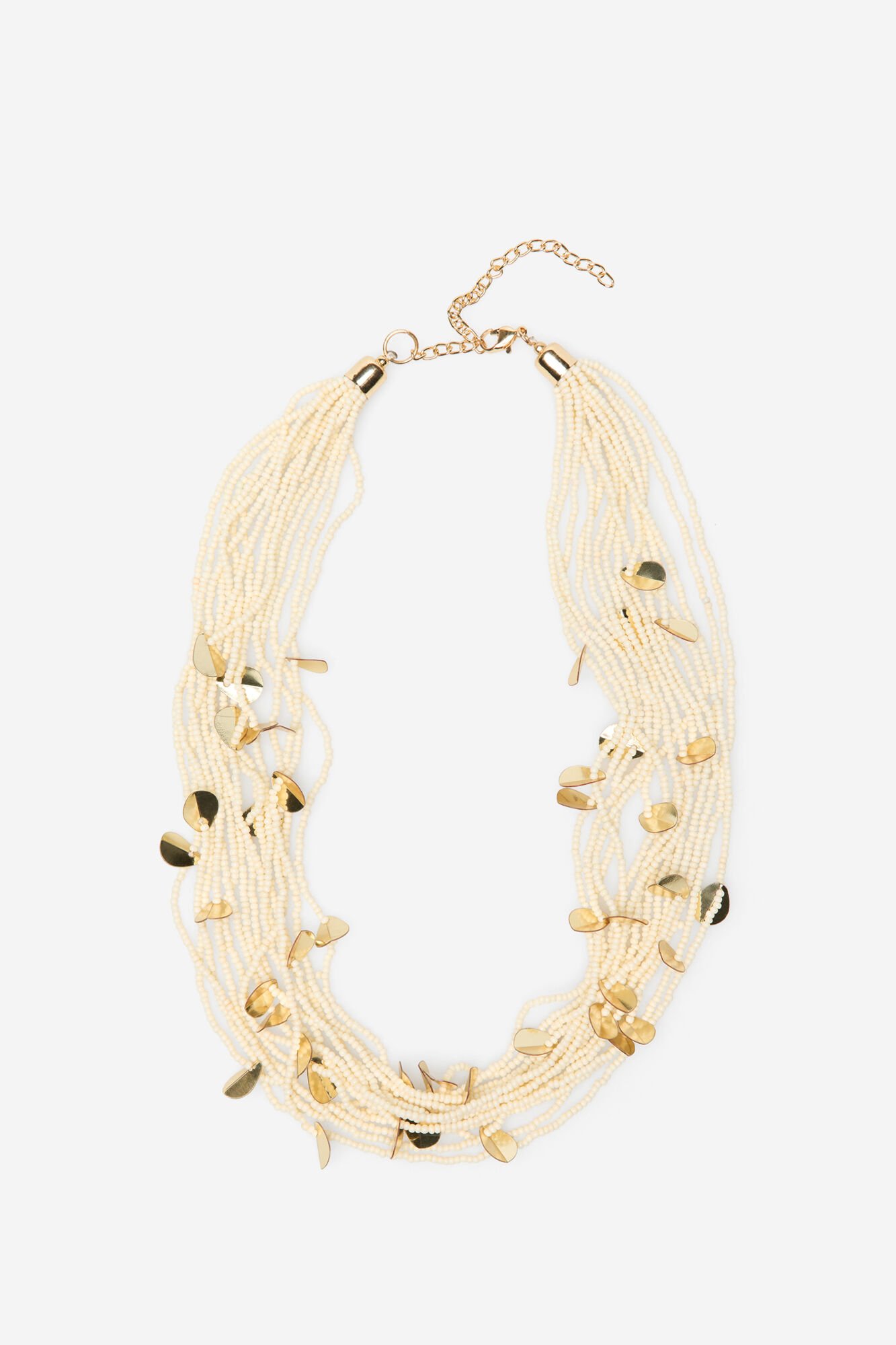 Cortefiel Collar largo de cuentas y hojas