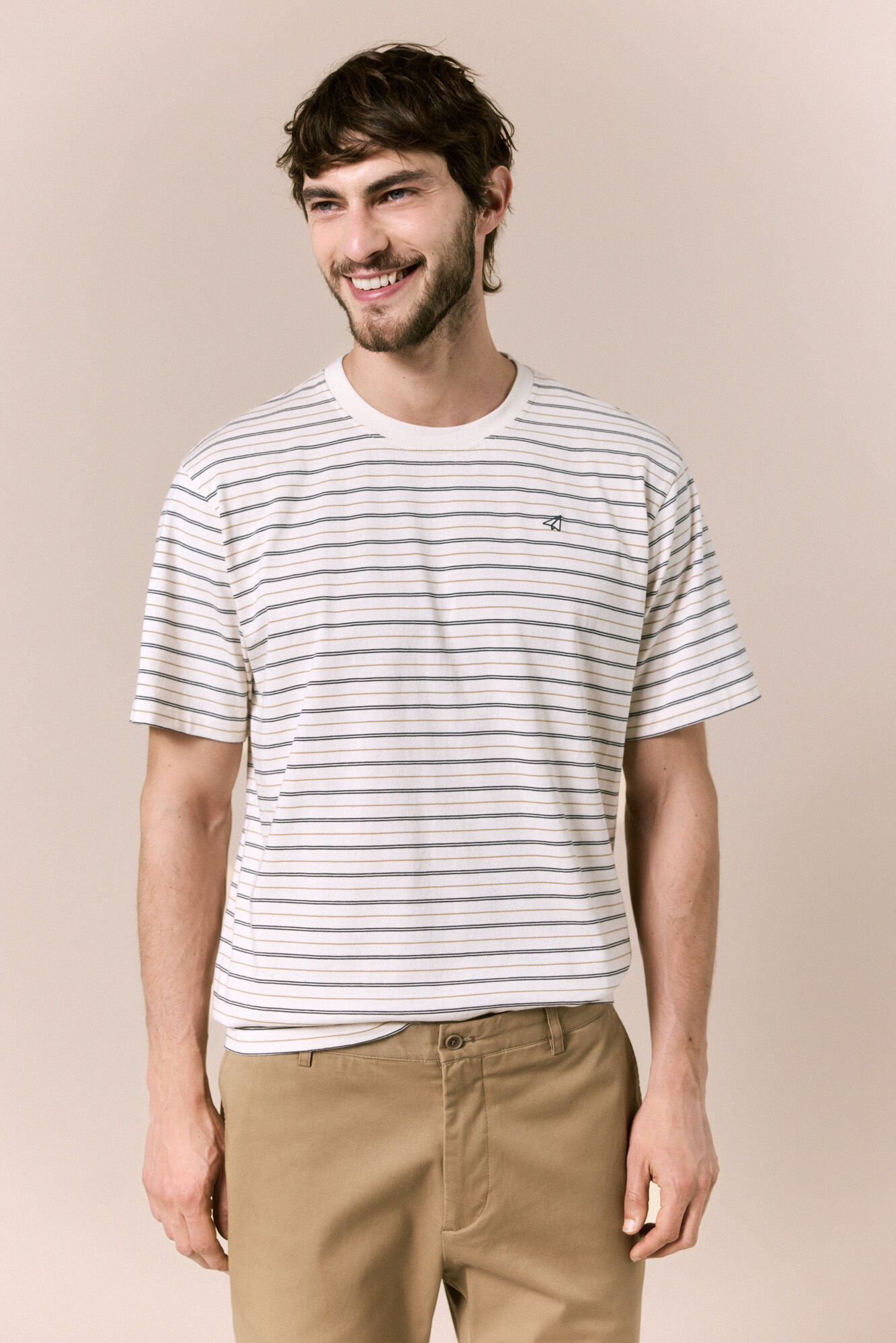 OOTO T-shirt de riscas Ecru