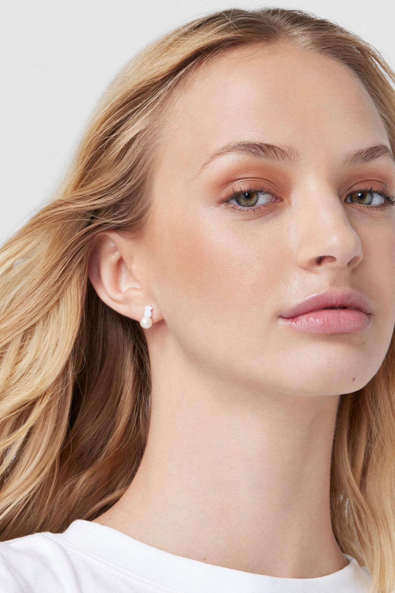 Tous Pendientes de plata y perlas cultivadas Puppies Gris