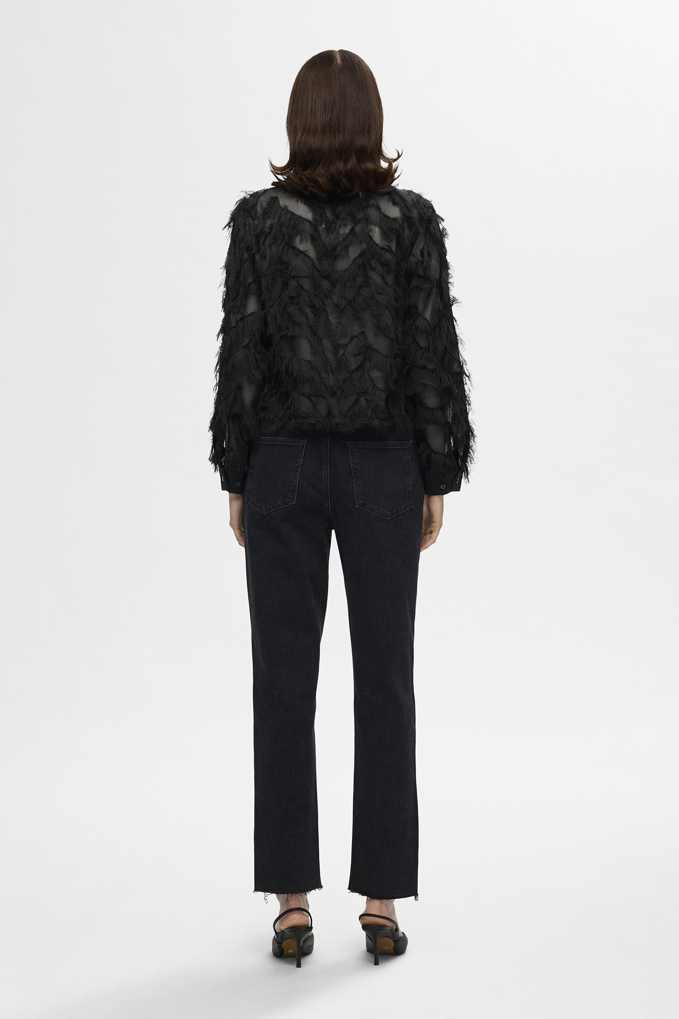 Selected Femme Camisa fofa de manga comprida . Preto