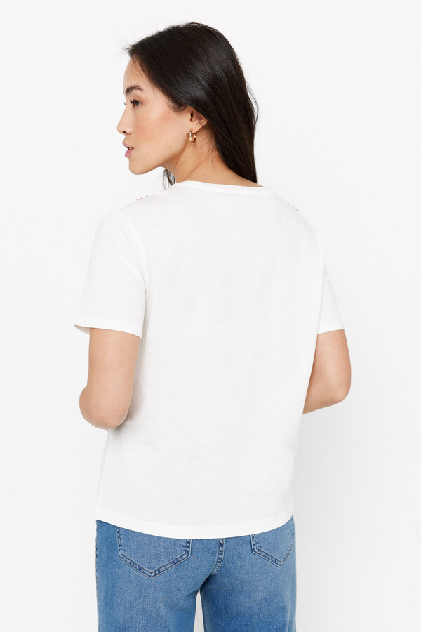 Cortefiel Camiseta bordado multicolor Blanco 