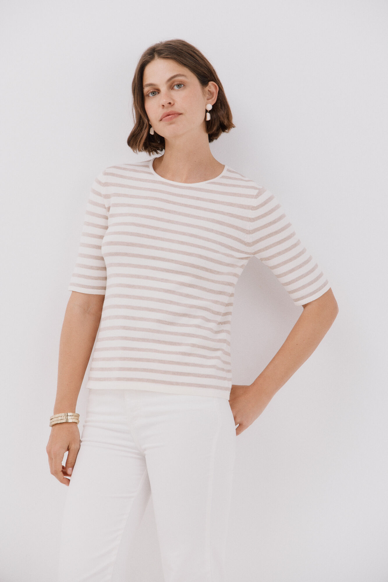 Cortefiel Short-sleeved jumper Nude