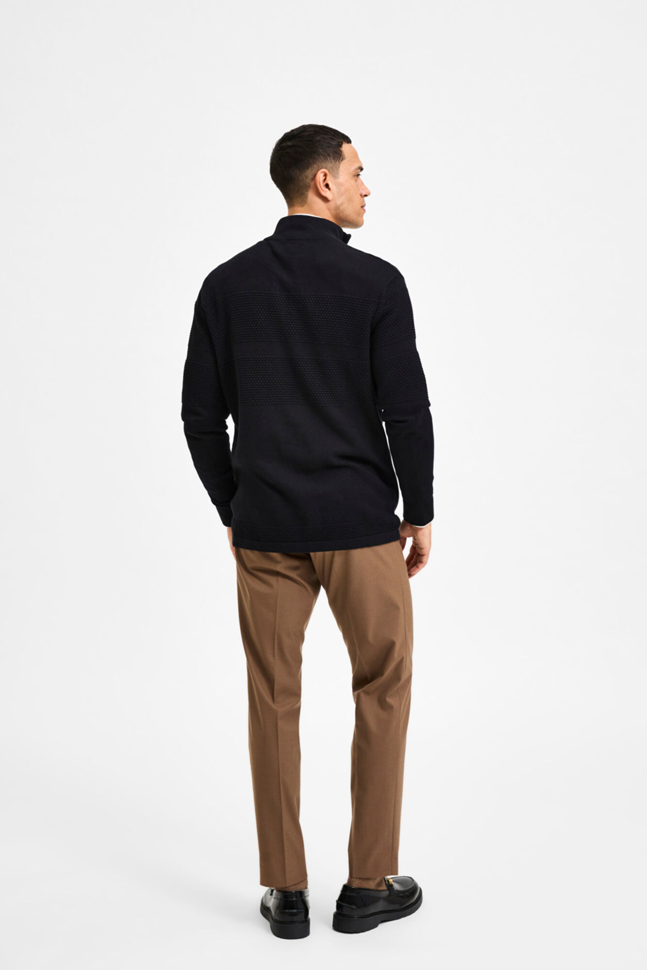 Selected Jersey de cuello alto y cremallera Negro