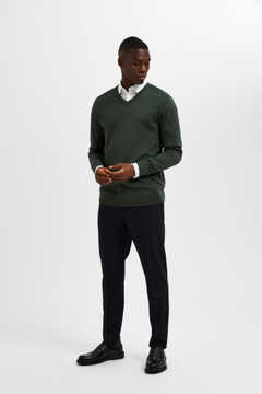 Cortefiel Classic 100% cotton jumper Green