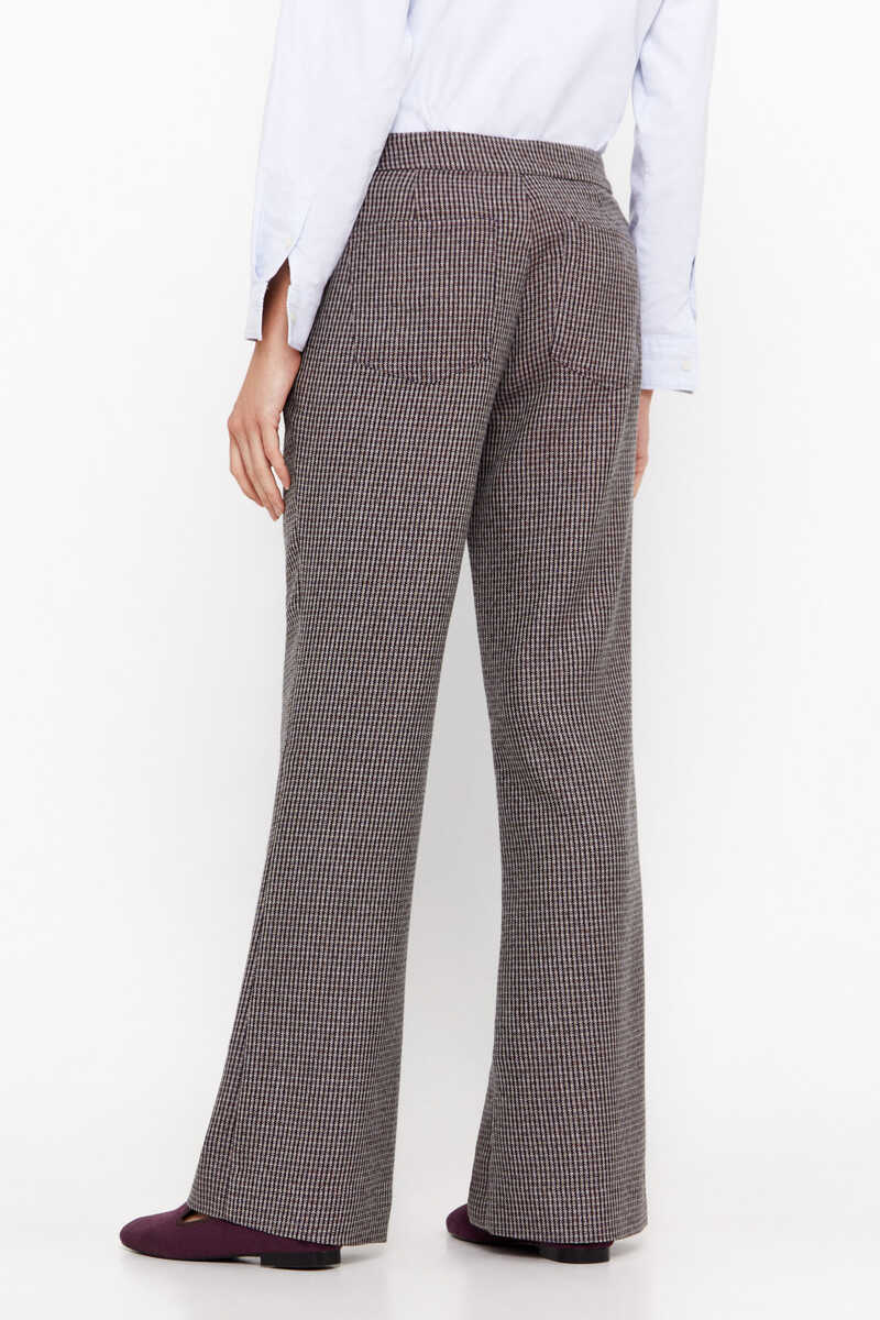 Cortefiel Checked flared trousers Printed purple