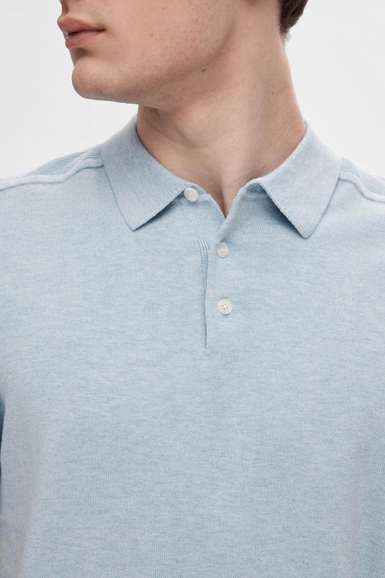 Selected Polo de malha de manga curta Azul