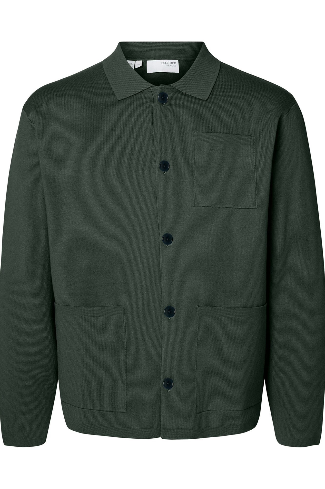 Selected Casaco casaco de malha de algod&atilde;o org&acirc;nico com bolsos.  Verde