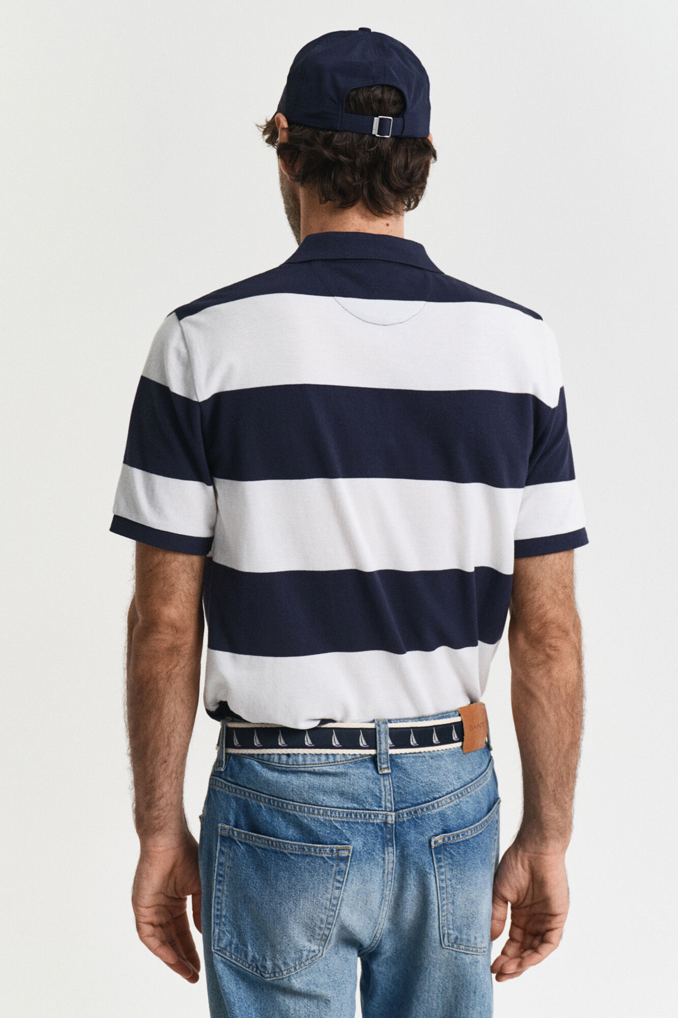 Gant Block- striped piqu&eacute; polo shirt Navy