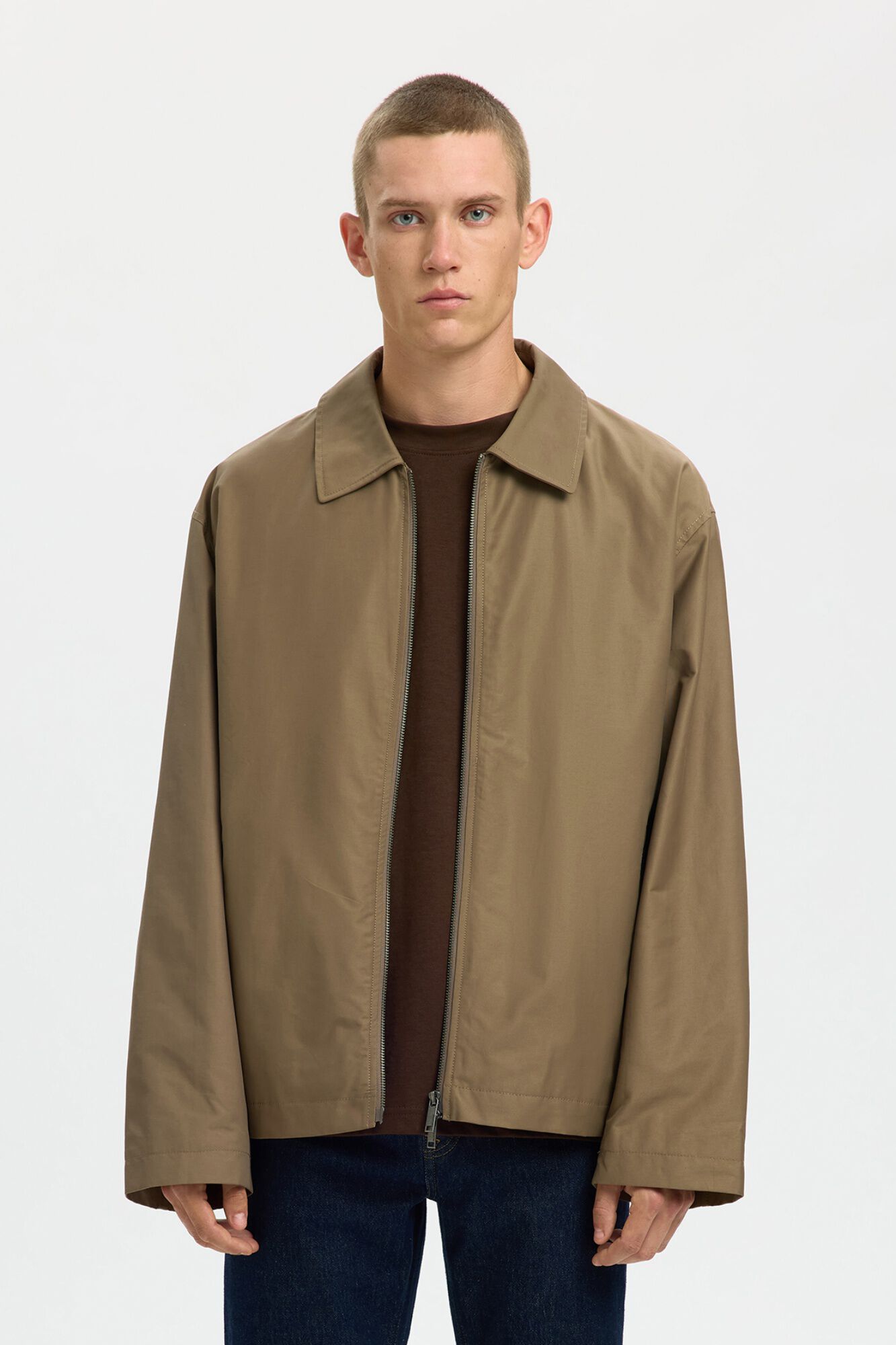 Selected Lightweight zip fastening jacket Nude