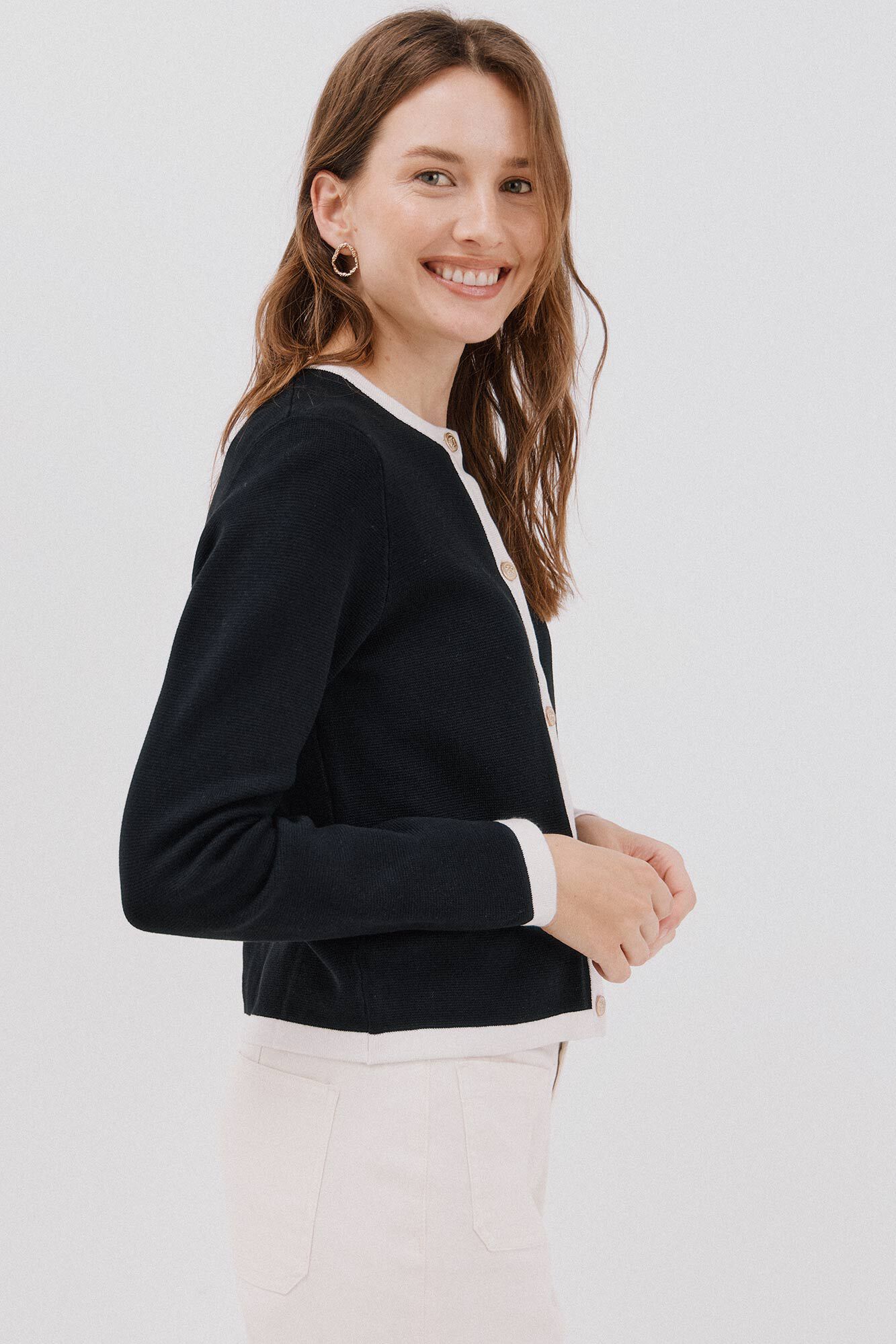 Cortefiel Essential knit cardigan Black