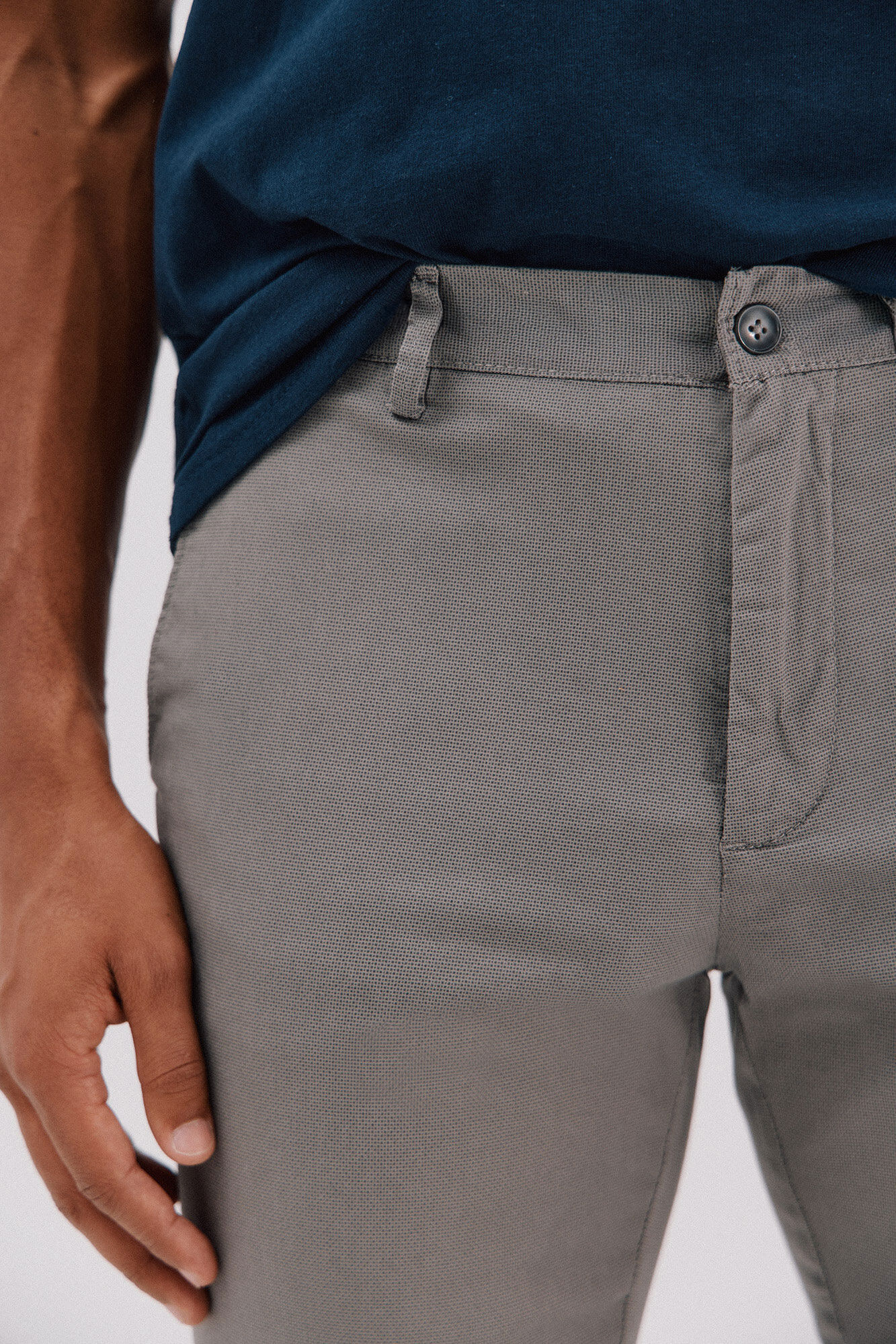 Cortefiel Slim-fit print chinos pants Grey