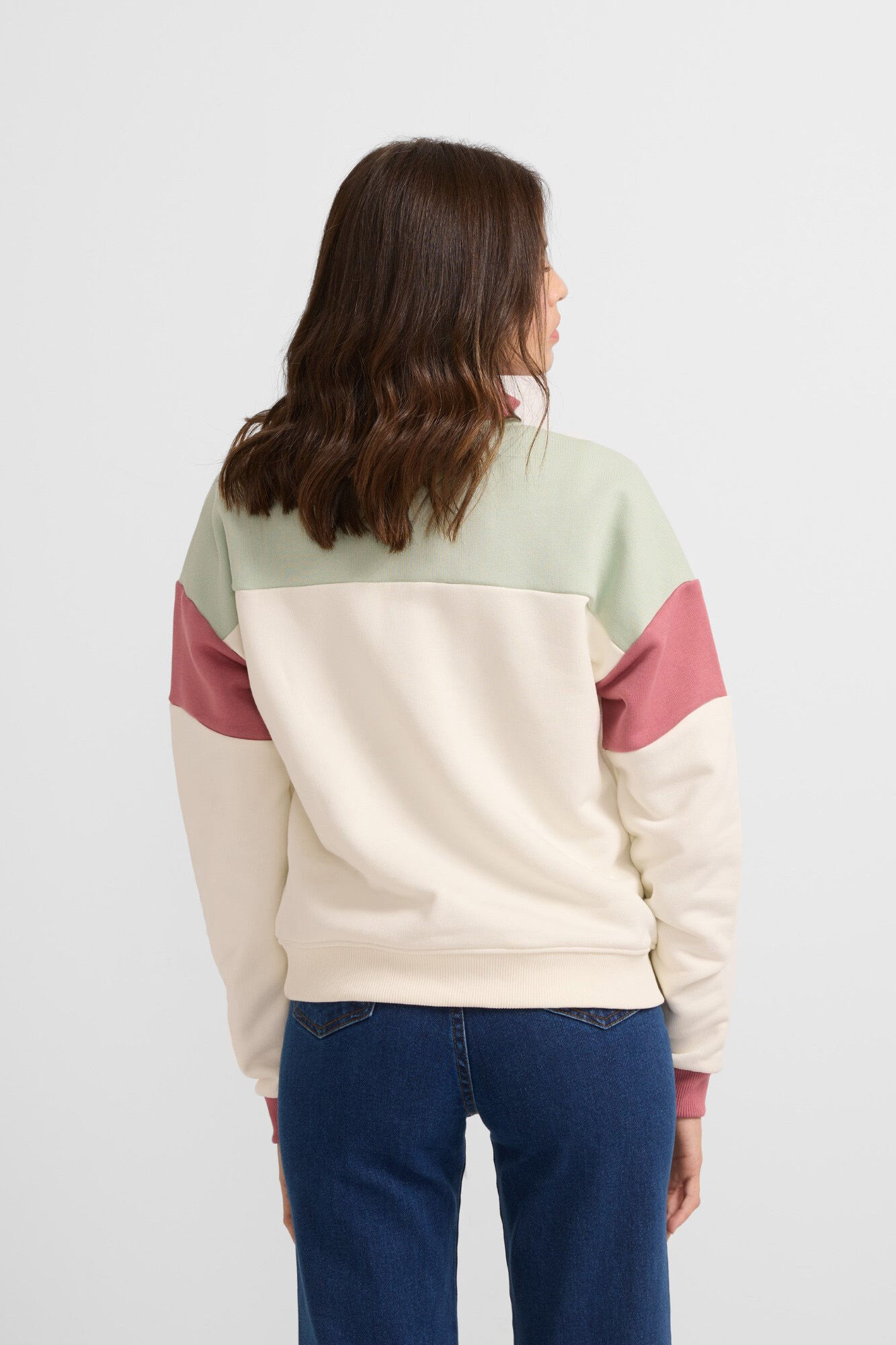 Silbon Sudadera woman tricolor cuello botones Marfil