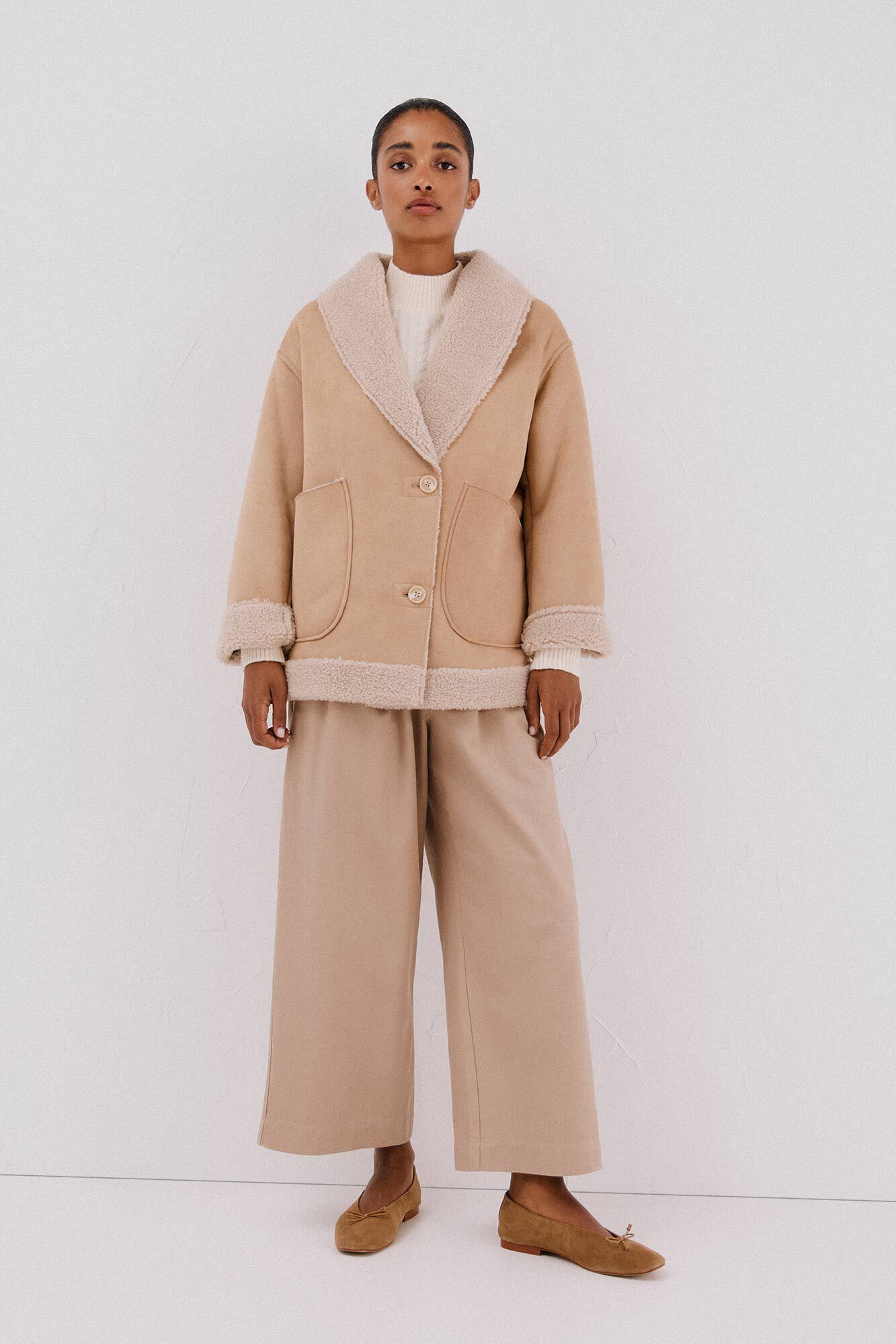 Cortefiel Double-sided effect jacket Beige