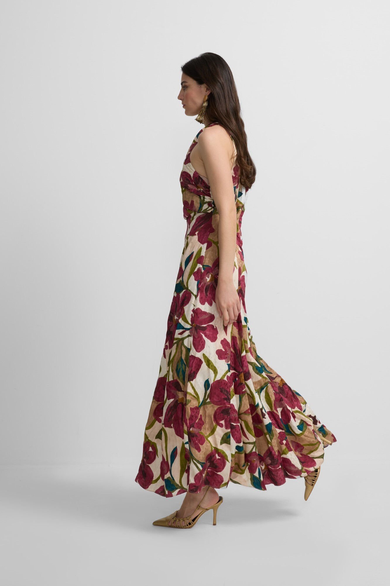 Silbon Vestido floral com halter e cole&ccedil;&atilde;o de eventos Multicolorido